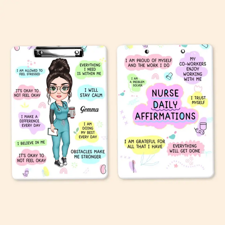 Nurse Daily Affirmations - Personalized Custom Clipboard - Nurse's Day, Appreciation Gift For Nurse