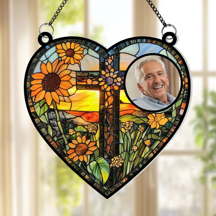 God Has You In His Arm - Personalized Custom Window Hanging Suncatcher - Memorial Gift For Family