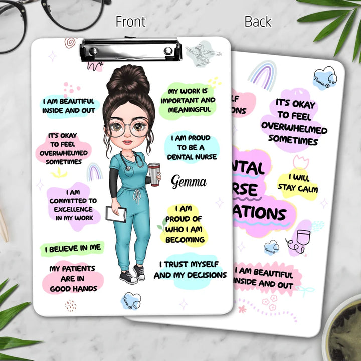 Dental Nurse Affirmations - Personalized Custom Clipboard - Appreciation Gift For Dentist