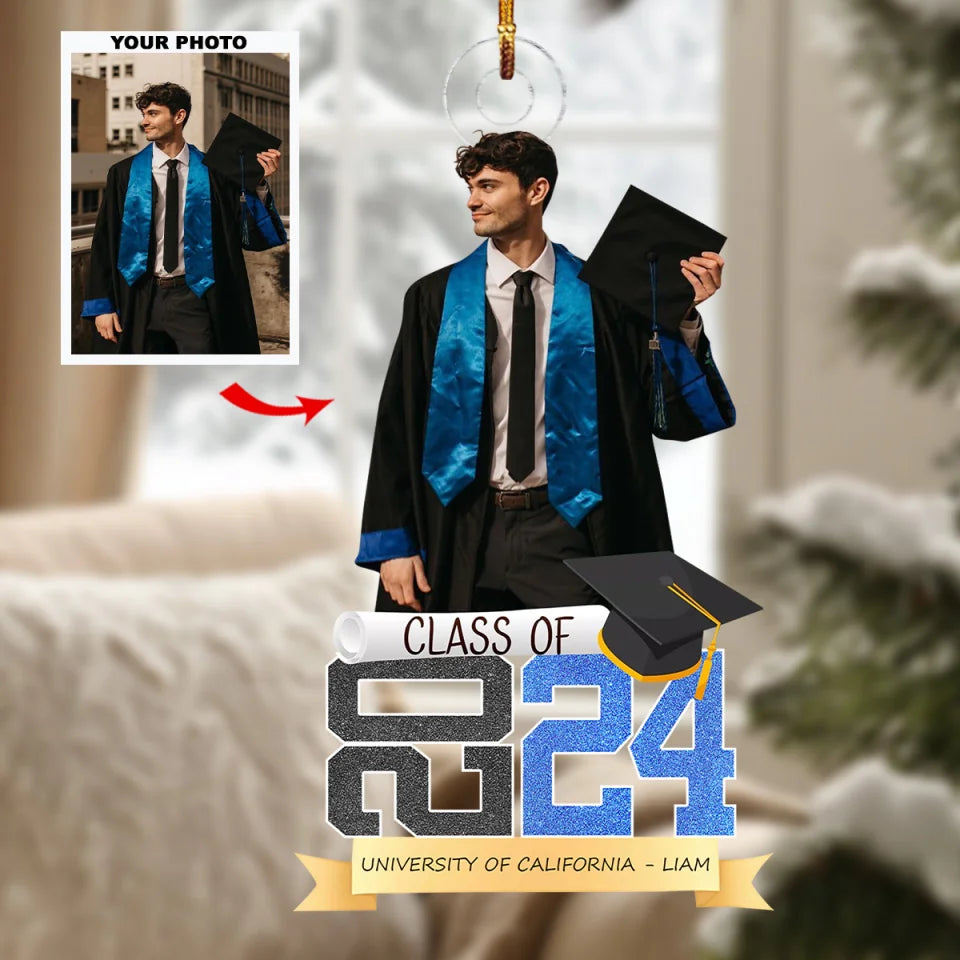 Class Of 2024 - Personalized Custom Photo Mica Ornament - Graduation Gift AGCPD087