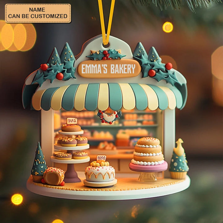 Holly Cakes Personalized Custom Mica Ornament Gift For Bakers, Bakery Lovers