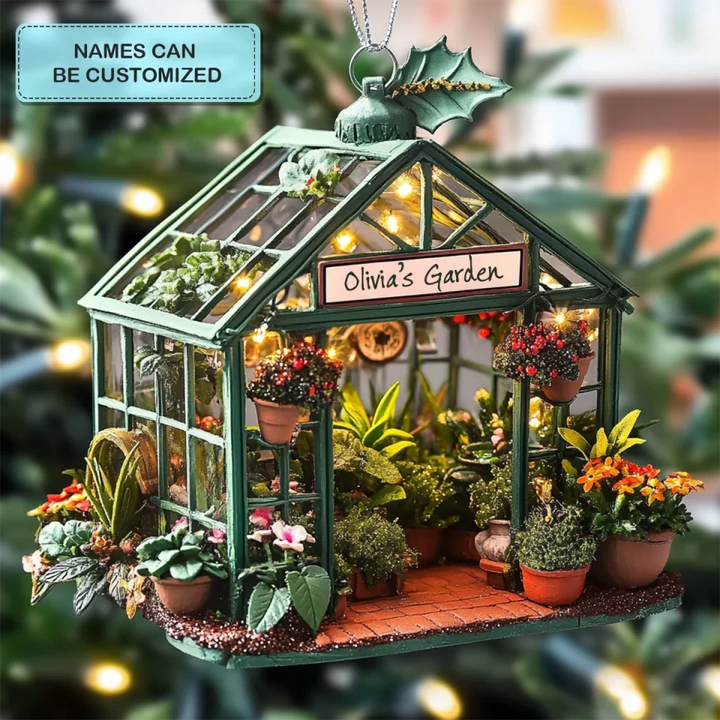 mk_Greenhouse Glow - Personalized Mica Ornament - Gift For Gardeners, Gardening Lovers