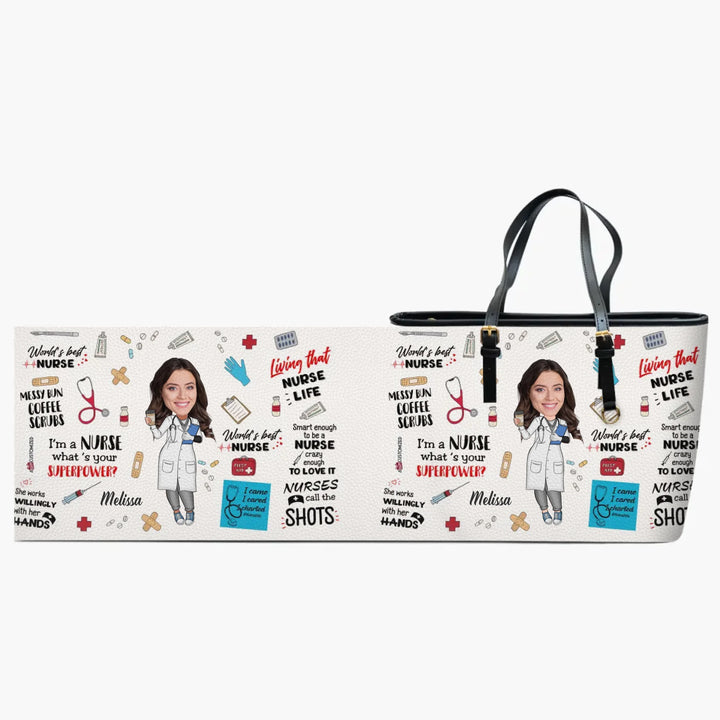World's Best Nurse Custom Photo - Personalized Custom Leather Bucket Bag - Nurse's Day, Appreciation Gift For Nurse