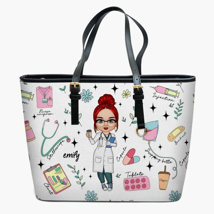 Doing Nurse Stuff - Personalized Custom Leather Bucket Bag- Nurse's Day, Appreciation Gift For Nurse