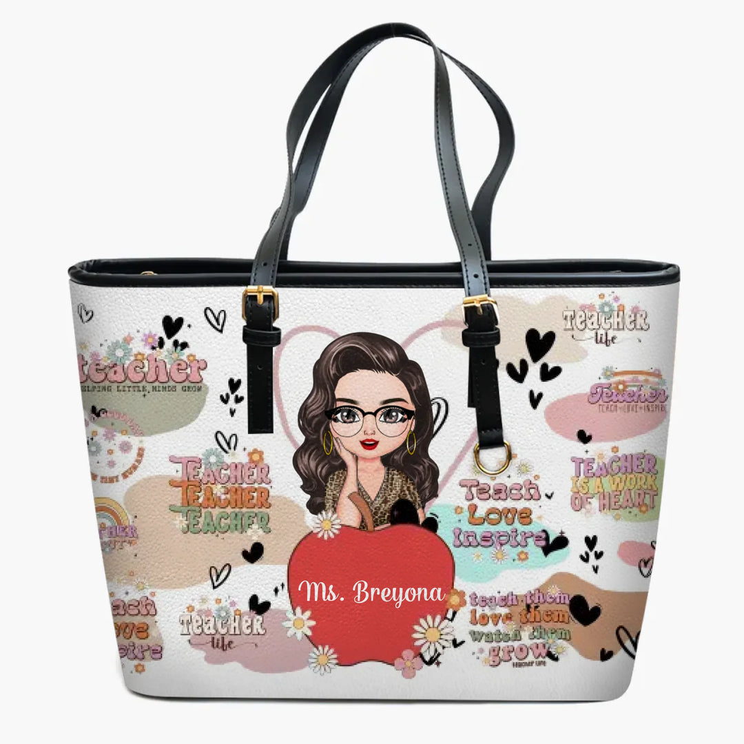 Personalized Custom Leather Bucket Bag - Teacher's Day, Appreciation Gift For Teacher - Teacher Life