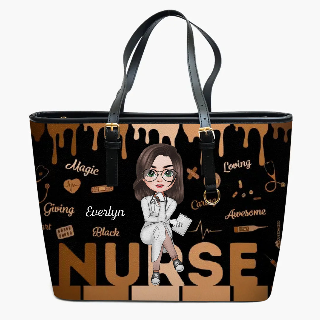 Personalized Custom Leather Bucket Bag - Nurse's Day, Appreciation Gift For Nurse - Nurse Life Magic