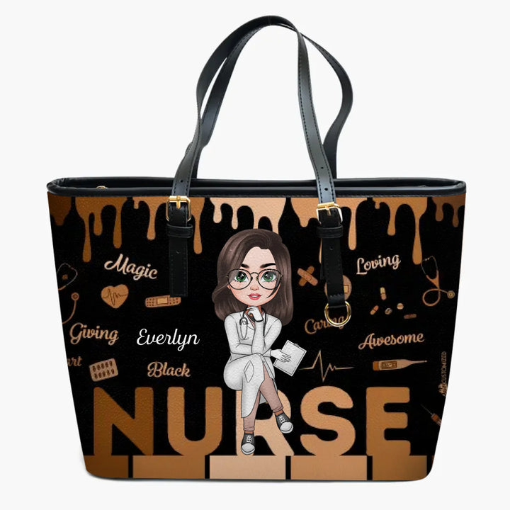 Personalized Custom Leather Bucket Bag - Nurse's Day, Appreciation Gift For Nurse - Nurse Life Magic