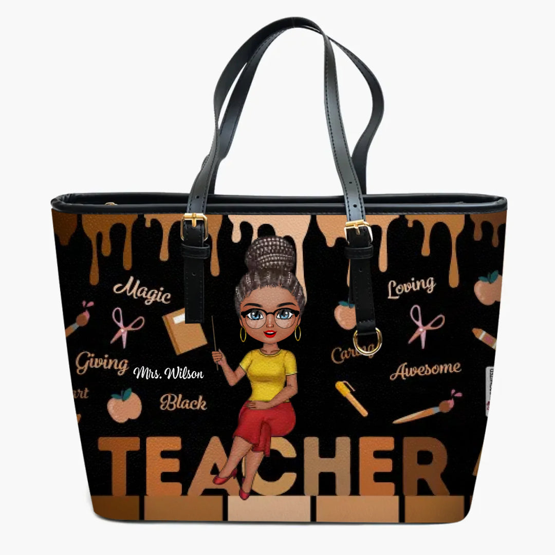 Personalized Custom Leather Bucket Bag - Teacher's Day, Birthday Gift For Teacher - Love Teacher Life