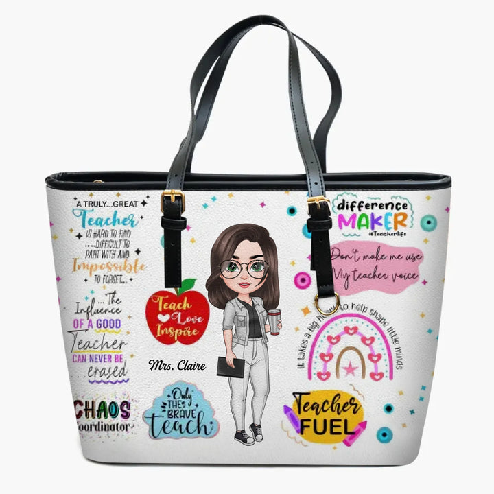 Personalized Custom Leather Bucket Bag - Teacher's Day, Birthday Gift For Teacher - The Influence Of A Good Teacher Can Never Be Erased