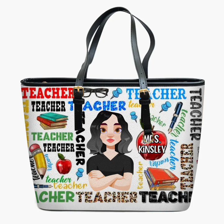 Personalized Custom Leather Bucket Bag - Teacher's Day, Birthday Gift For Teacher - Teacher Life