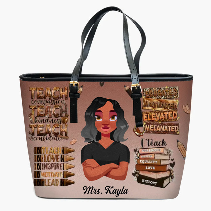 Personalized Custom Leather Bucket Bag - Teacher's Day, Birthday Gift For Teacher - Teach Kindness