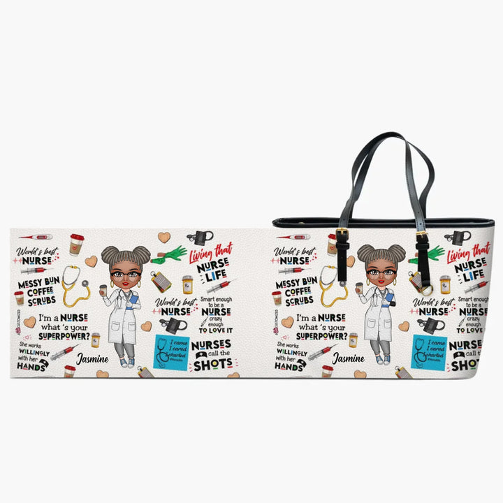 World's Best Nurse New Ver - Personalized Custom Leather Bucket Bag - Juneteenth, Nurse's Day Gift For Nurse