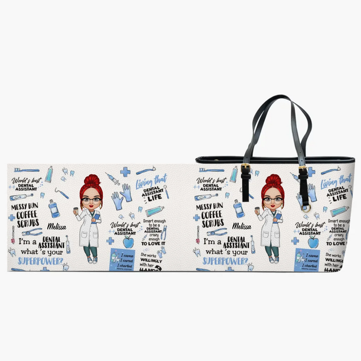 Personalized Leather Bucket Bag - Birthday Gift For Dentist, Dental Assistant - Love My Job ARND005