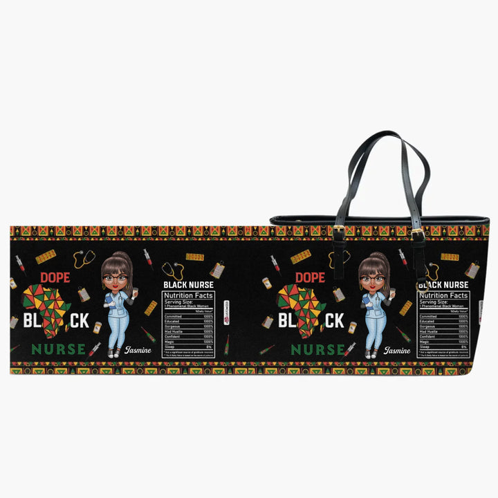 Personalized Leather Bucket Bag - Birthday, Nurse's Day Gift For Nurse - Dope Black Nurse Juneteenth ARND0014