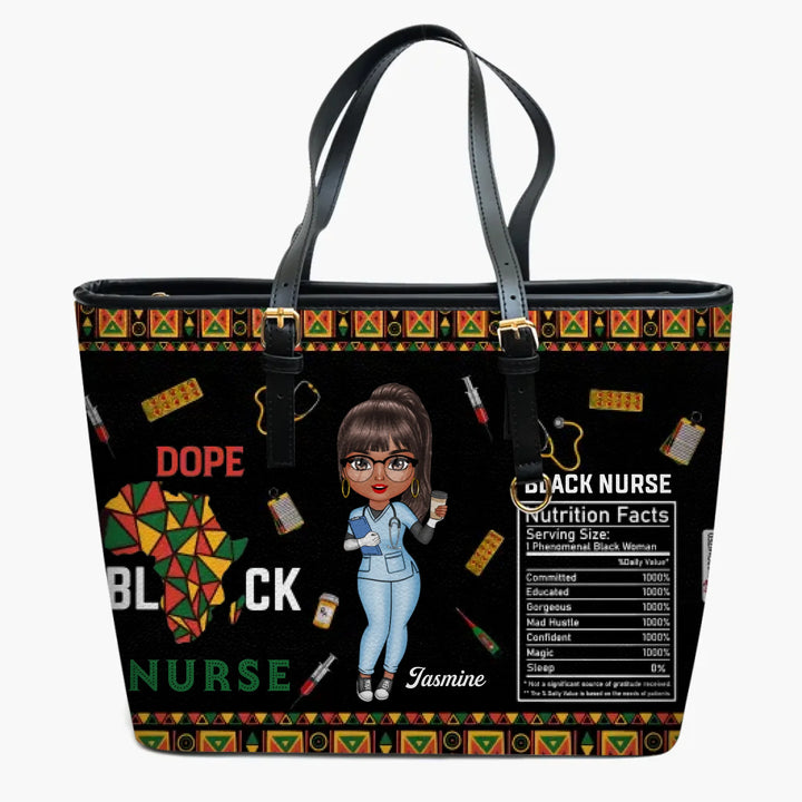 Personalized Leather Bucket Bag - Birthday, Nurse's Day Gift For Nurse - Dope Black Nurse Juneteenth ARND0014