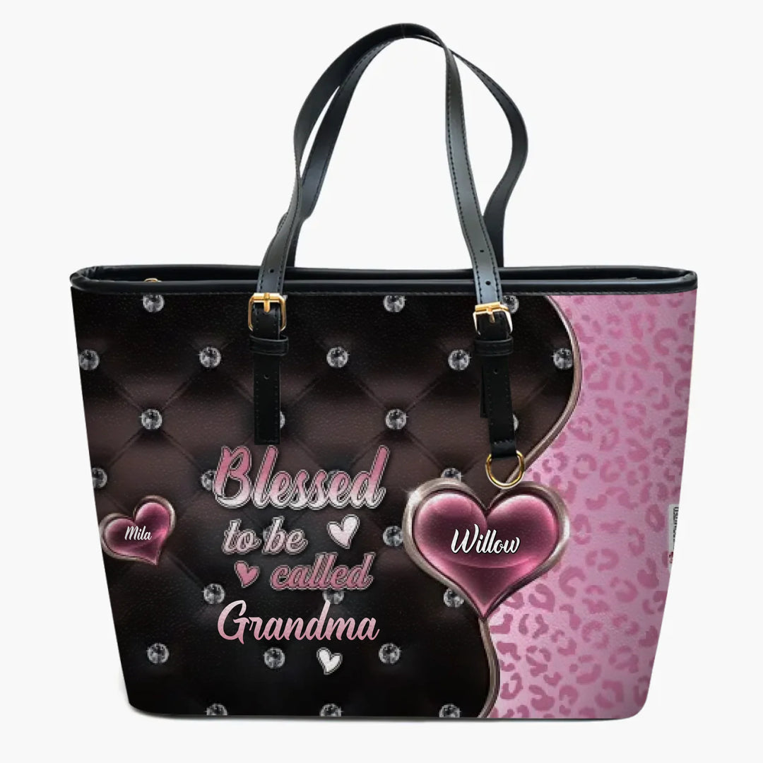 Personalized Leather Bucket Bag - Gift For Grandma - Blessed To Be Called Grandma ARND037