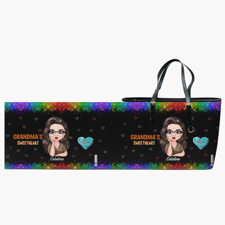 Personalized Leather Bucket Bag - Gift For Grandma - Colorful Grandma's Sweethearts ARND037