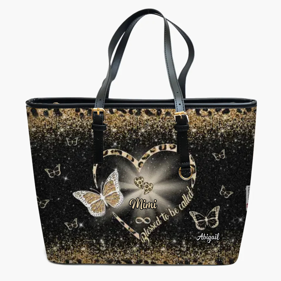 Personalized Leather Bucket Bag - Gift For Grandma - Blessed To Be Called Grandma ARND036