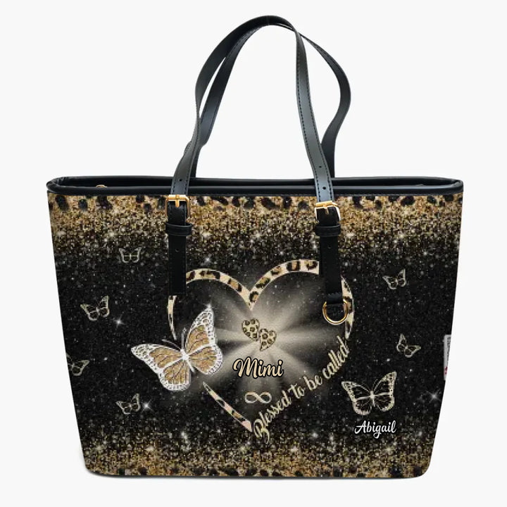 Personalized Leather Bucket Bag - Gift For Grandma - Blessed To Be Called Grandma ARND036