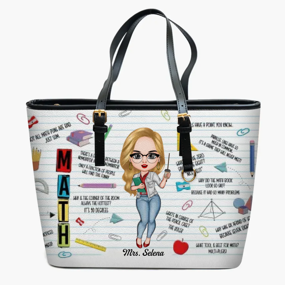 Personalized Leather Bucket Bag - Gift For Teacher - Math Teacher ARND018