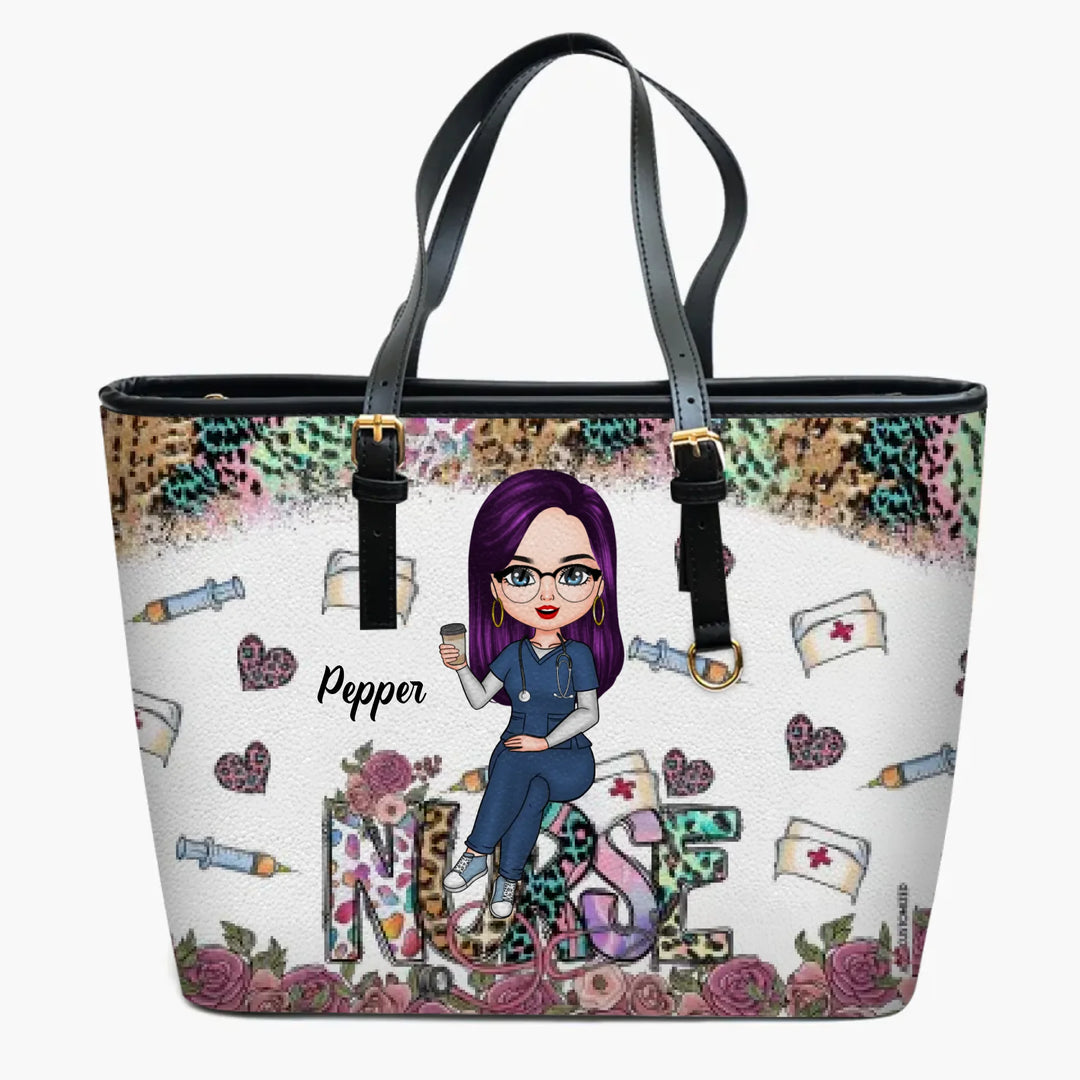 Personalized Leather Bucket Bag - Gift For Nurse - Love Nurse Life ARND005