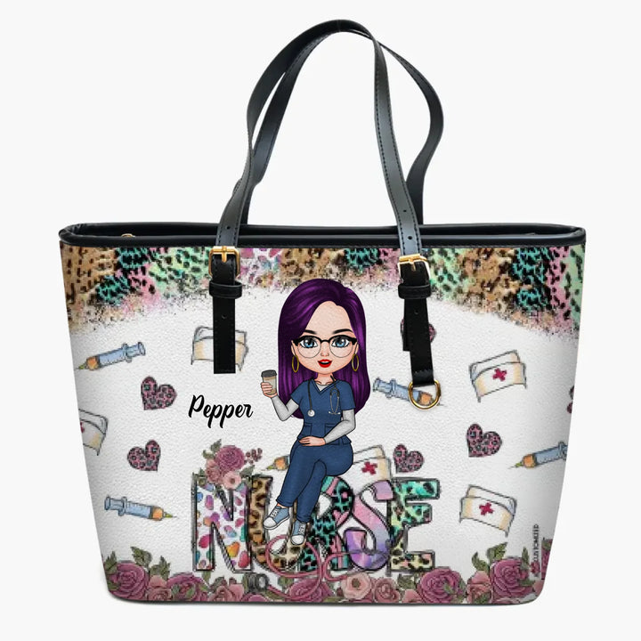 Personalized Leather Bucket Bag - Gift For Nurse - Love Nurse Life ARND005