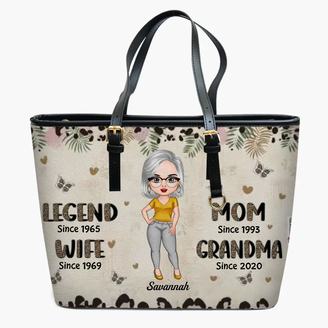 Personalized Leather Bucket Bag - Gift For Grandma - Legend Wife Mom Grandma ARND037