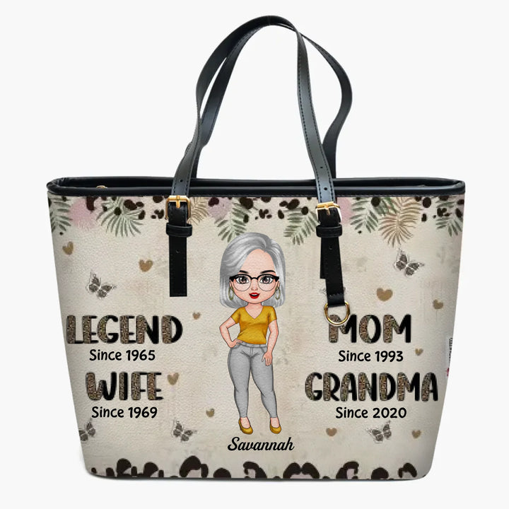 Personalized Leather Bucket Bag - Gift For Grandma - Legend Wife Mom Grandma ARND037