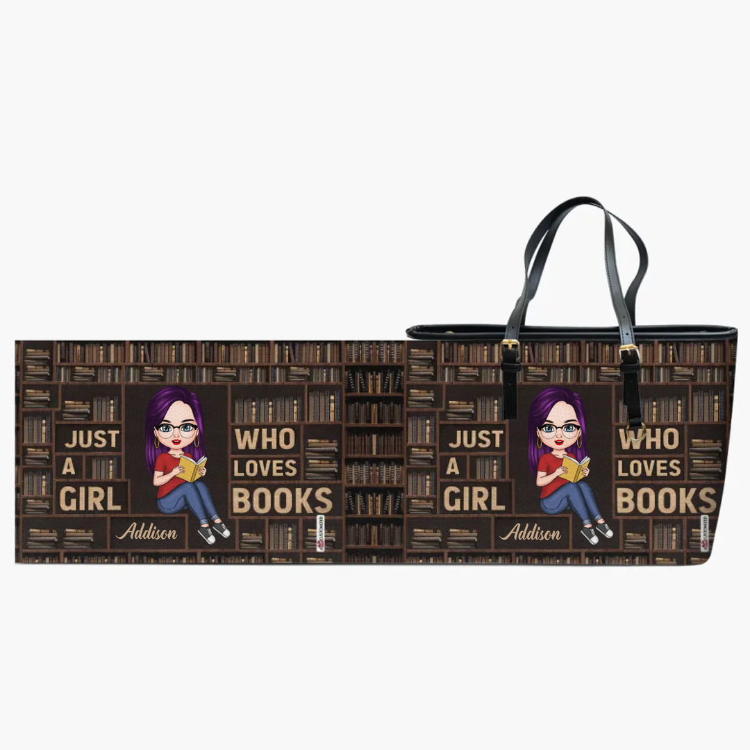 Personalized Leather Bucket Bag - Gift For Reading Lover - Just A Girl Who Loves Books ARND005