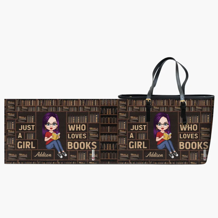 Personalized Leather Bucket Bag - Gift For Reading Lover - Just A Girl Who Loves Books ARND005