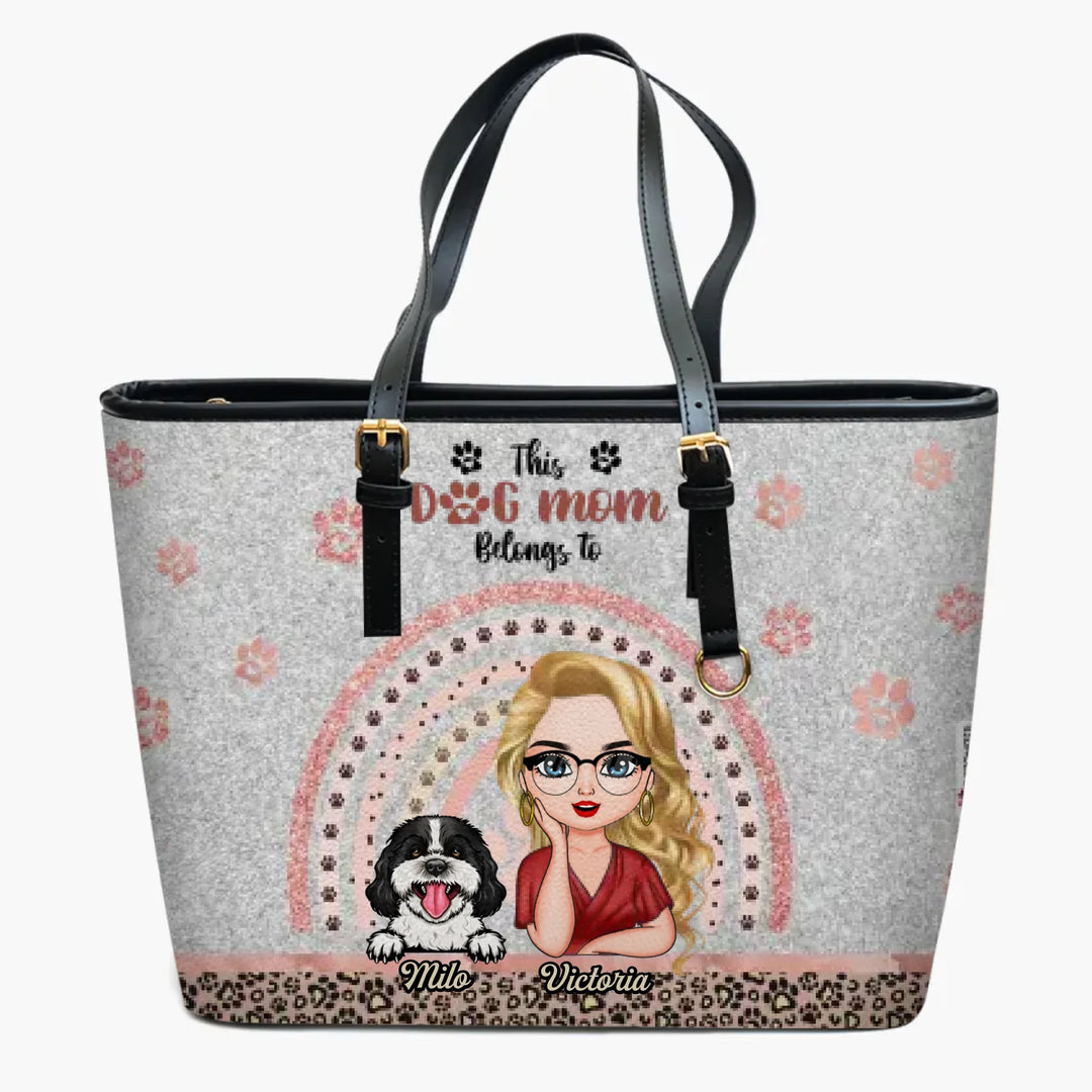 Personalized Leather Bucket Bag - Gift For Dog Lover - This Dog Mom Belongs To ARND037