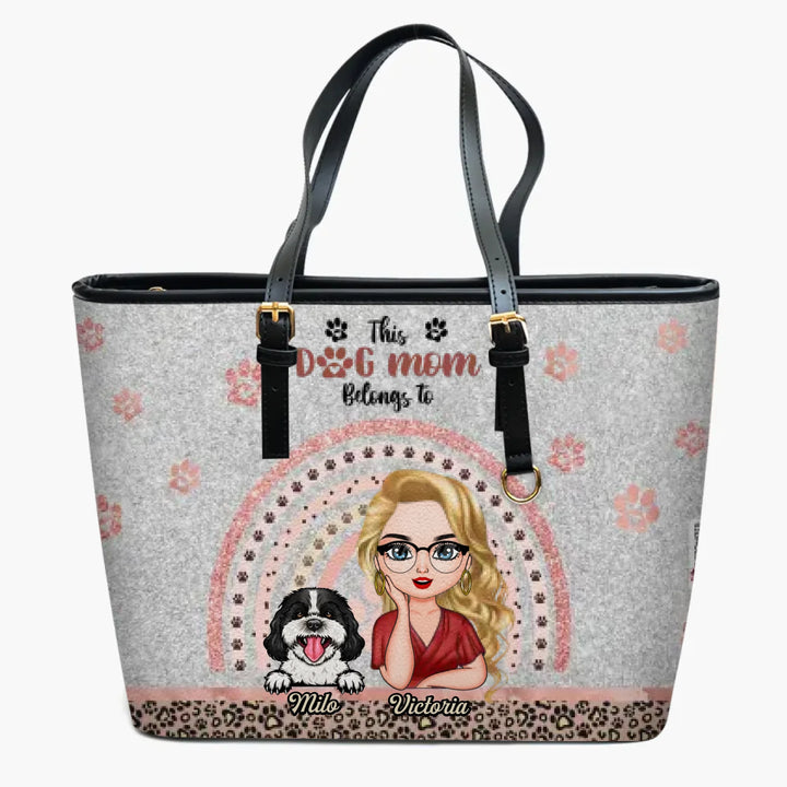 Personalized Leather Bucket Bag - Gift For Dog Lover - This Dog Mom Belongs To ARND037