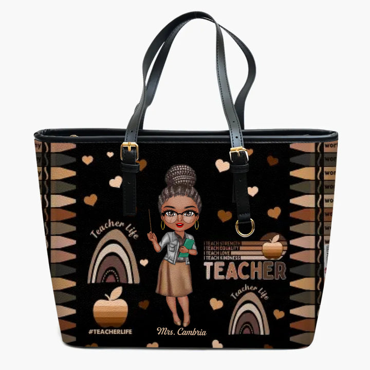 Personalized Leather Bucket Bag - Gift For Teacher - I Teach Love ARND005