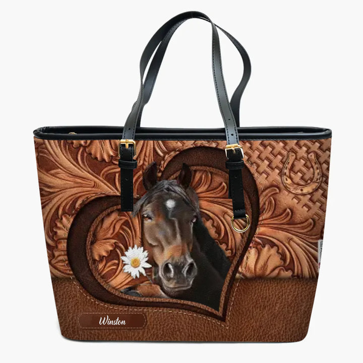 Personalized Leather Bucket Bag - Gift For Horse Lover - Horse Mom ARND0014
