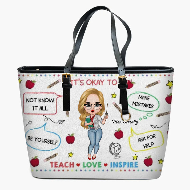 Personalized Leather Bucket Bag - Gift For Teacher - Teach Love Inspire ARND037