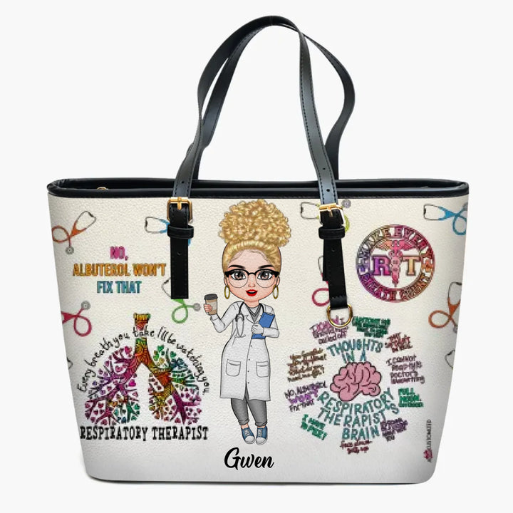 Personalized Leather Bucket Bag - Gift For Respiratory Therapist - Every Breath You Take I'll Be Watching You ARND0014