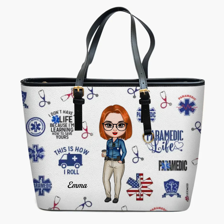 Personalized Leather Bucket Bag - Gift For Paramedic - Paramedic Life