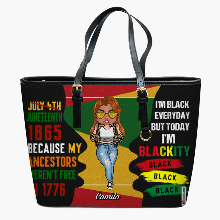 Personalized Leather Bucket Bag - Gift For Black Woman - Juneteenth 1865 Because My Ancestors Weren't Free In 1776