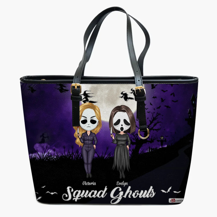Personalized Leather Bucket Bag - Gift For Friend - Squad Ghouls