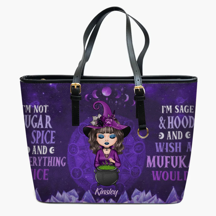 Personalized Leather Bucket Bag - Gift For Wiccan - I'm Not Sugar & Spice