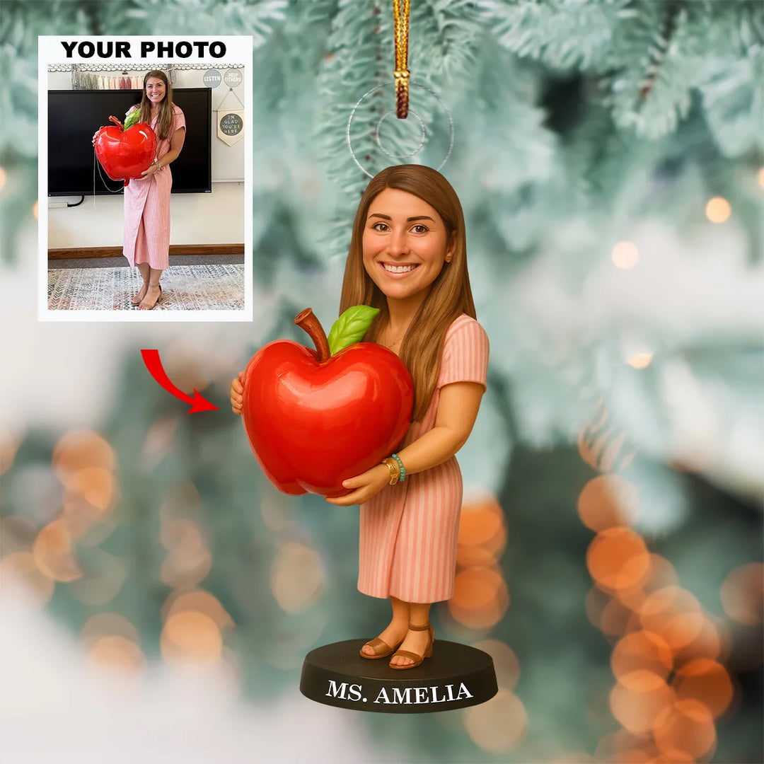 Apple Teacher - Personalized Photo Ornament - Christmas Gift For Teacher AGP0HT013