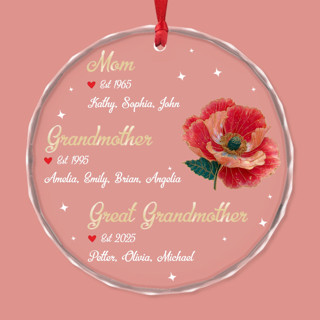 Roots Of Love - Circle Glass Ornament - Christmas Gift For Grandmothers, Great Grandmothers