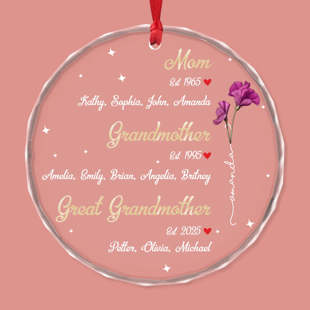 Roots Of Love V2 - Circle Glass Ornament - Christmas Gift For Grandmothers, Great Grandmothers