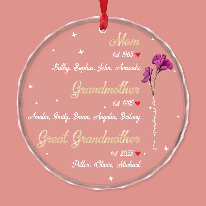 Roots Of Love V2 - Circle Glass Ornament - Christmas Gift For Grandmothers, Great Grandmothers