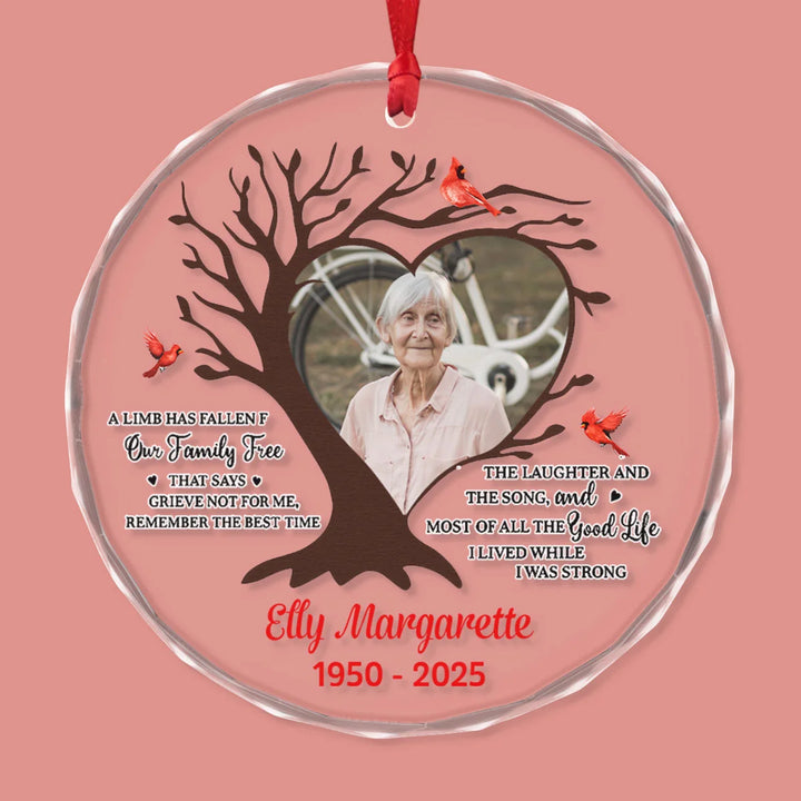 Tree of Memory - Circle Glass Ornament - Christmas Gift For Family Members