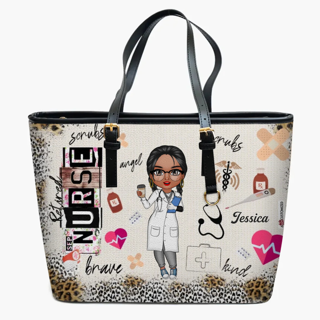 Personalized Leather Bucket Bag - Gift For Nurse, CNA, CMA, Doctor - Nurse Life Scrubs Nurse Day