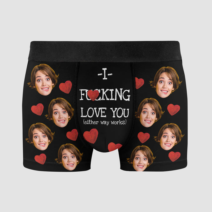 I F**king Love You - Personalized Custom Men's Boxer Briefs - Gift For Couple, Boyfriend, Husband