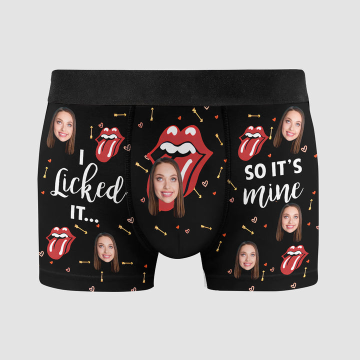 I Licked It So It's Mine Custom Photo - Personalized Custom Men's Boxer Briefs - Gift For Couple, Boyfriend, Husband
