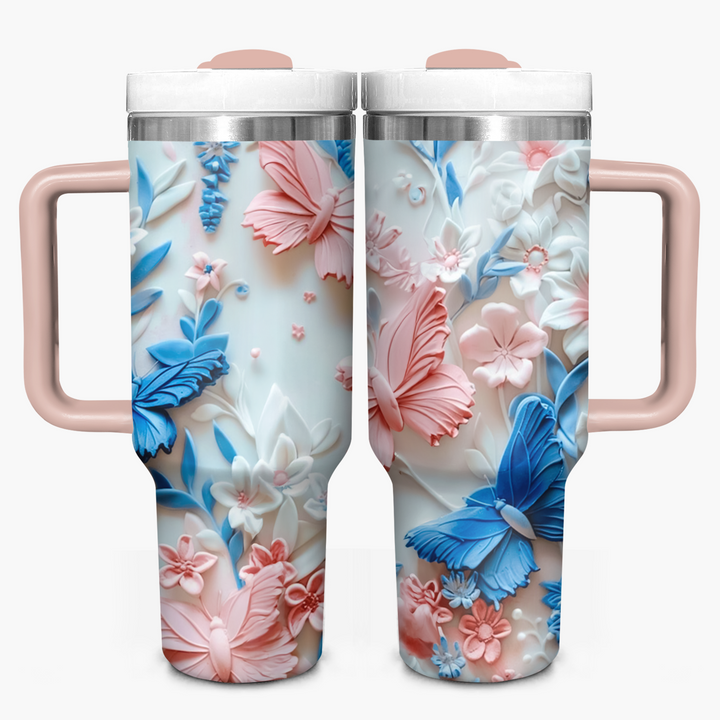 Butterfly Blossom - Tumbler with Handle - Gift for Butterfly Lover NCU0PT21