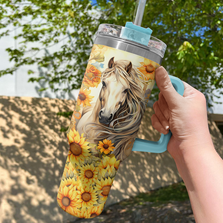 Field of Gold - Tumbler With Handle - Gift For Horse Lovers NCU0PT003